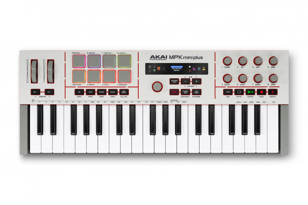 Akai MPK mini plus II MIDI-kontroller 37 mini billentyűvel, nyolc paddal és nyolc tekerővel